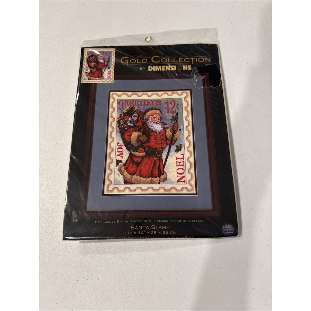 Dimensions Gold Collection SANTA STAMP Cross Stitch Kit 11x14" New-Sealed 8688